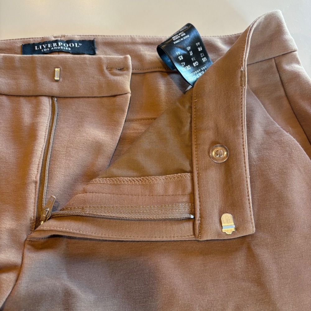 Liverpool Los Angeles Kelsey Knit Trousers Brown Straight Leg Pants Womens 12/31 - Picture 12 of 13
